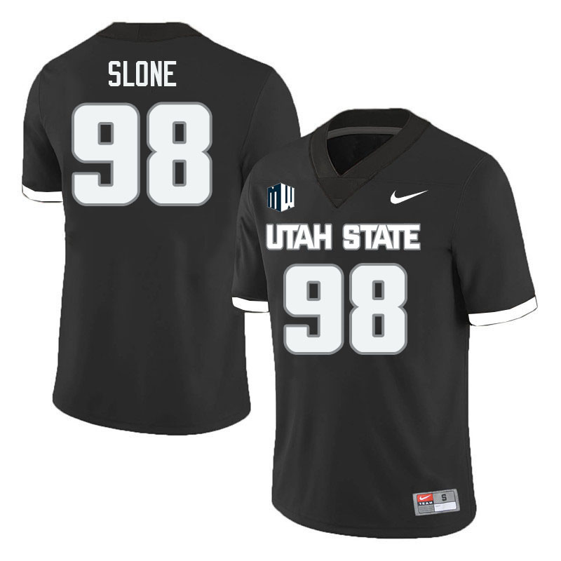 Utah State Aggies #98 Cian Slone College Football Jerseys Stitched Sale-Black